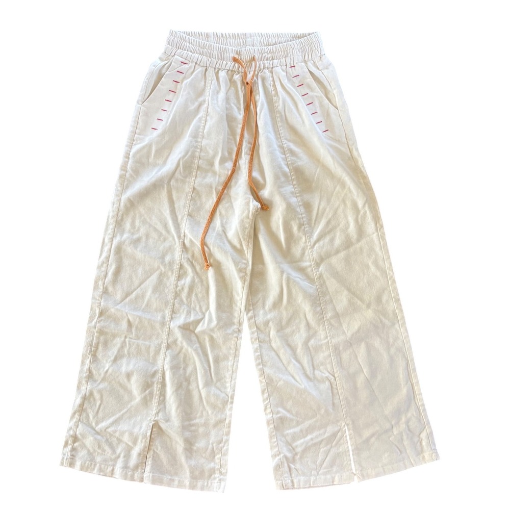 No Brand Off White Cotten Like Pull On High Waist Cropped Ankle Pant Size Small